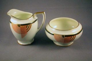 Rare Royal Doulton Art Deco Tango Orange & Gold Cream Jug And Sugar Bowl (f53)