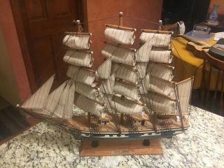 Vintage Clipper Ship,  1827 Wood Model Sail Boat Gloucester,  Massachusetts