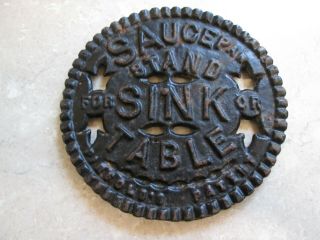 Antique Cast Iron Trivet - " Saucepan Stand For Sink Or Table " Circa 1920