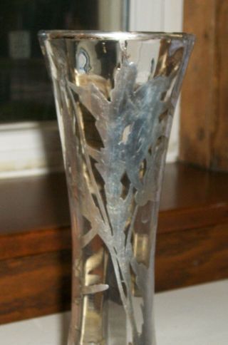 Art Nouveau Silver Overlay Vase with Flowers and Leaves - Circa 11910s - 1920s 2