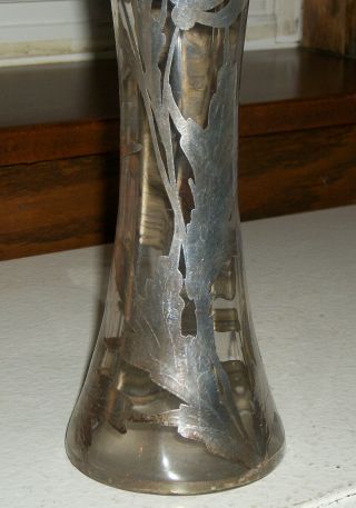 Art Nouveau Silver Overlay Vase with Flowers and Leaves - Circa 11910s - 1920s 3