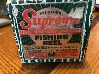 Vintage Pflueger Supreme Fishing Reel No.  1573 W/box And Leather Bag Shippi