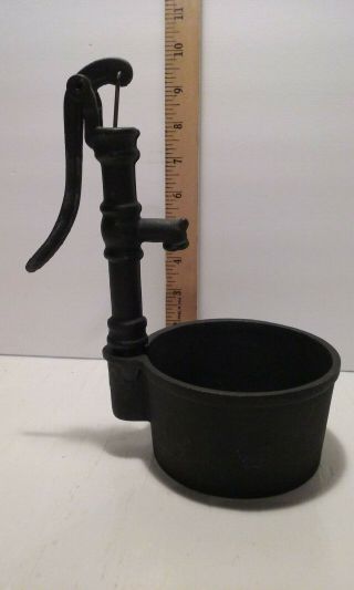 Antique Mini Miniature Cast Iron Water Well Hand Pump W/ Basin Bowl Planter