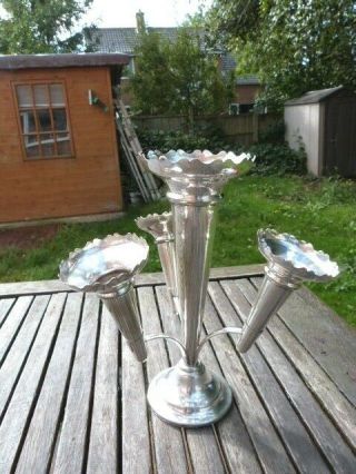 Lovely Antique Vintage Silver Plate Four Vase Epergne Table Centre Piece.