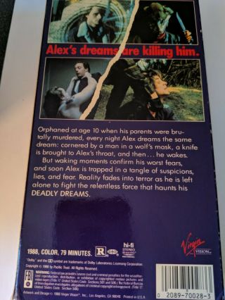 Deadly Dreams (VHS,  1988) - RARE and OOP virgin videos 2