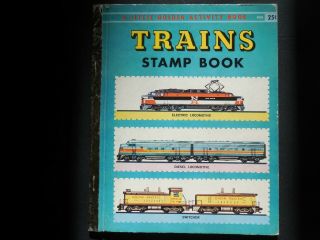 Rare Little Golden: " Trains Stamp Book " Like - All Stamps A - 26 1st.  Ed