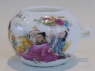 Very Rare Small Antique Chinese Pot Vase / Bowl Possibly A Bird Feeder