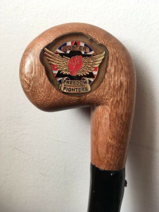 Uff Wooden Blackthorn Walking Stick With Crest Farthing Rare