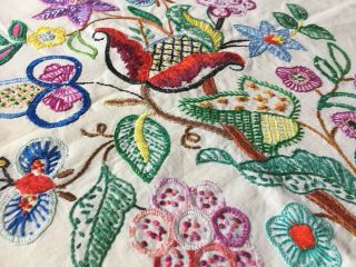 Vintage Stunning Hand Embroidered Cushion Cover Jacobean Design