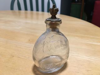 Vintage Antique Glass Holy Water Bottle Crown Cap With Cork Stopper Detail