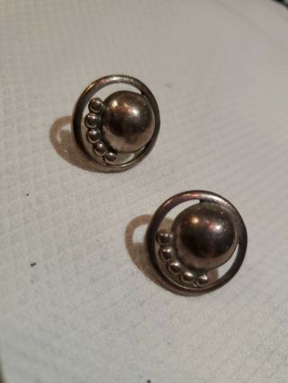 Vintage " Kalo " Arts&crafts Sterling Silver Earrings - Rare To Find