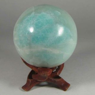 2.  3 " Rare Natural Blue Aragonite Sphere Ball W/ Stand - Congo,  Africa - 58mm
