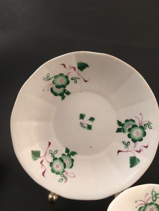 Antique English Porcelain Tea Cup & Saucer Pattern 222 Green Flower Sprays Sprig 3