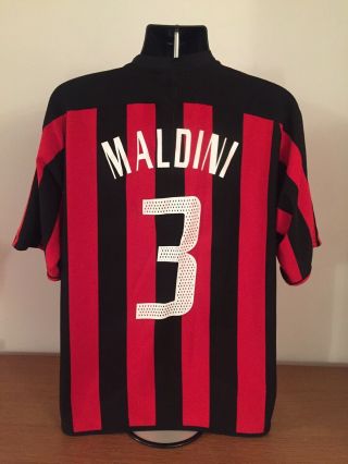 Ac Milan Home Shirt 2003/04 Maldini 3 Xl Vintage Rare