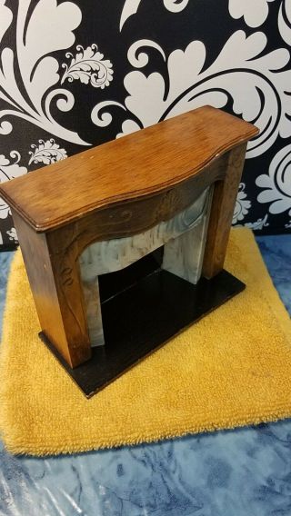 miniature dollhouse wooden and marble fireplace 2
