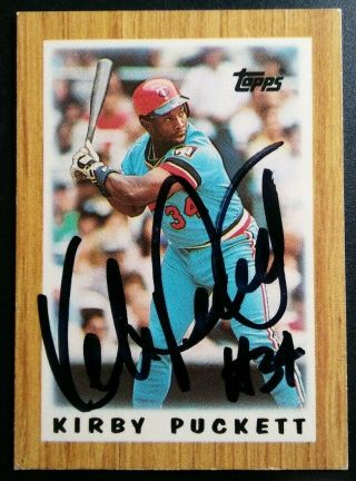 1987 Topps Mini Kirby Puckett Signed Autograph Twins Baseball Card Rare Hof D.  06