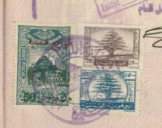 Lebanon - Egypt Rare Consular Revenue 50 P.  On 25 C.  & 200,  500 P.  Tied Doc.  1952