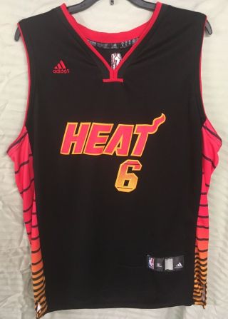 Lebron James 6 Adidas Miami Heat Special Edition Sewn Jersey Size Xl Rare