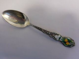 Los Angeles California Sterling Silver Souvenir Spoon With Enamel Oranges