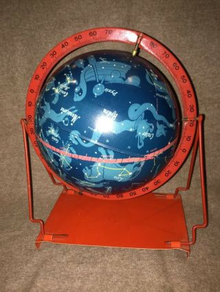 Rare Replogle Celestial Mid Century Modern Tin Astronomy Globe - 6 Inch 1950 