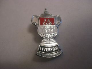 Rare Old 1974 Liverpool Football Club Fa Cup Win Enamel Brooch Pin Badge By Aew