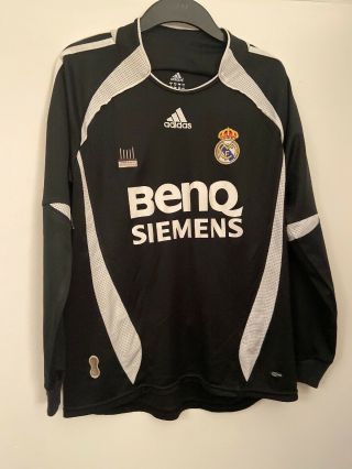 Vintage Rare Real Madrid Raul 7 Long Sleeve Adidas Away Shirt Badges