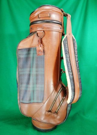 Rare Polo Ralph Lauren Plaid Tartan Leather Golf Bag Cart Bag