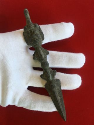 Rare Large Ancient Luristan Bronze Ornate Dagger Spear Head,
