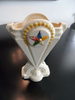Masonic Art Deco Ceramic Vase Order Of The Eastern Star 1930 
