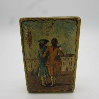 RARE ANTIQUE 18th / 19thC HAND PAINTED SNUFF BOX - SUPERBLY PAINTED 2