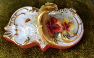 Antique T & V France Handpainted Floral Porcelain Desk Paperweight