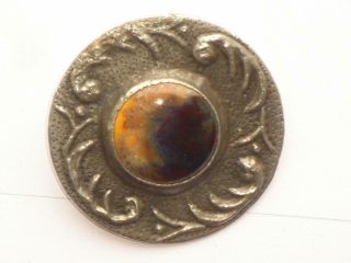 Rare Antique Arts & Crafts Large Ruskin Roundel Pewter Brooch Stunning