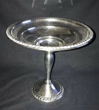 Vintage Rogers Sterling Silver Scrolled Edge Compote 202 40 - 1