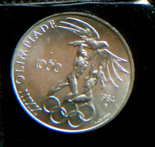 1984 San Marino Italy Rare Silver Coin 1000 Unc Olympic Los Angeles Plastic Box