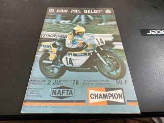 Belguim - - Motor Cycle Grand Prix 1978 - - Programme - - 2nd July 1978 - - - Rare