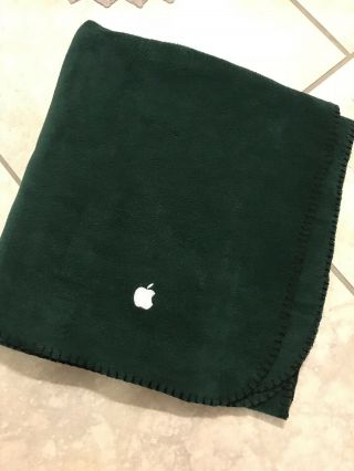 Rare Apple Logo Computer Store Employees Only Green Fleece Blanket
