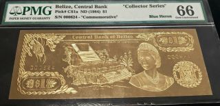 Tt Pk Cs1a 1984 Belize $1 Real Gold Rare Commemorative Pmg 66 Collector Series