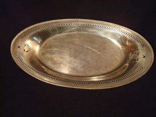 Vintage Silver Oval Serving Dish Ornate Filigree Platter - Heirloom Plate /oneida?