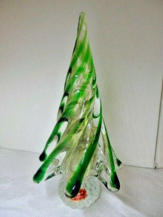 Murano Italy Art Glass Swirl Christmas Tree 9.  5 Green Swirl Twist Rare Blown