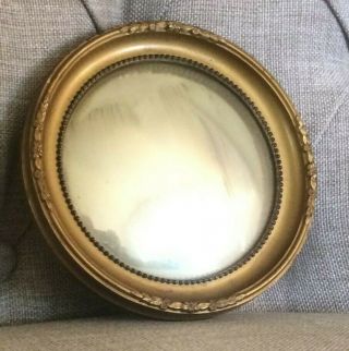 Vintage 6.  25 " Round Antique Gold Convex Colonial Wall Mirror C&a Richards Boston
