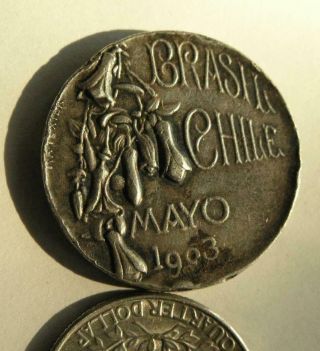 Brazil - Chile Rare Historic Medal,  Mayo 1903 By R.  A.  Texier - Rare