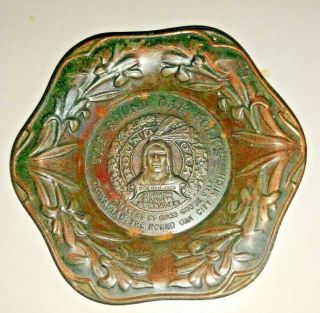 Antique Ashtray,  The Round Oak Folks,  Native American Logo Early 1900s