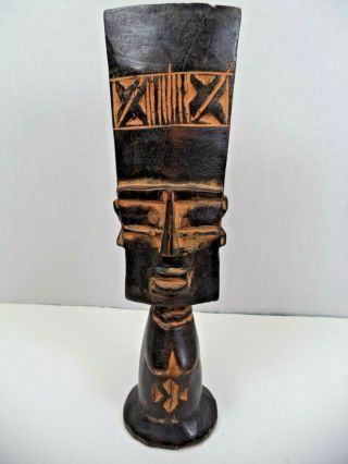 Vintage Wood Sculpture African Folk Art Woman Handmade Statue Home Decor Display