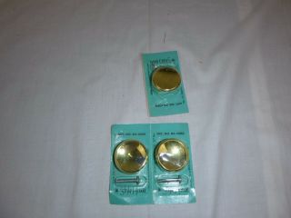 3 Vtg Nos Style House Concave Brass Tone Cabinet Knobs Drawer Pulls 1.  5 "