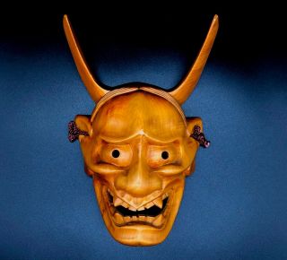 Japanese Vintage Hannya Wooden Mask / Noh Demon Kagura Bugaku Devil Evil 2