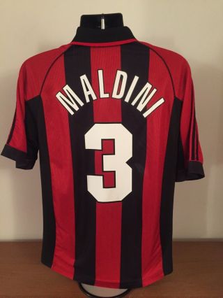 Ac Milan Home Shirt 1998/00 Maldini 3 Large Vintage Rare