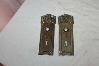 2 Antique Victorian Brass Door Plate Covers,  Backplate,