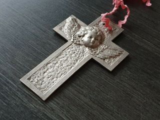 Antique Metal Cross Pendant With Angel