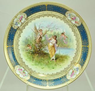 Antique Royal Vienna Porcelain Hand Painted Venus And Cupids Cabinet Plate 1900