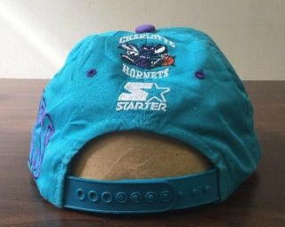 RARE Vintage Charlotte Hornets NBA Starter Big Spell Out Snapback Hat Cap 3